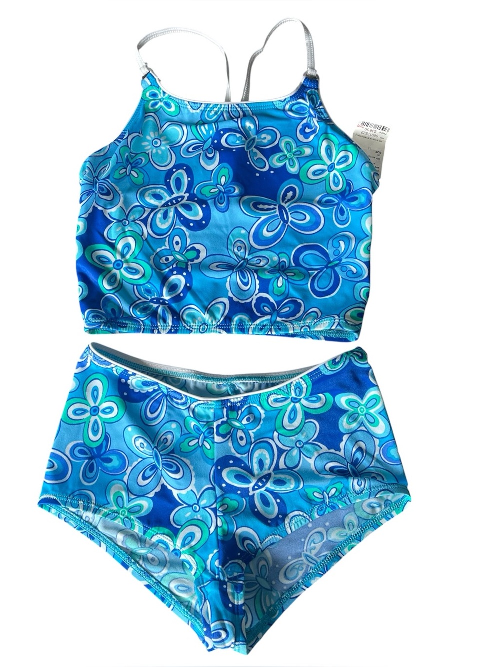 Limited Too Vintage Y2K Blue Floral Butterfly Two Piece Swimsuit 12